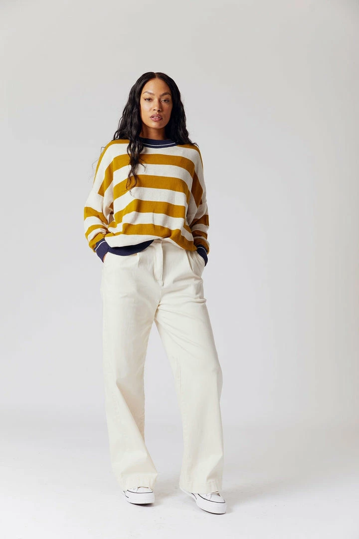 KOMODO Joni Organic Cotton Striped Jumper | Tan Clothing 4 KOMODO Joni Organic Cotton Striped Jumper | Tan Clothing