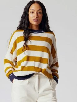 KOMODO Joni Organic Cotton Striped Jumper | Tan Clothing