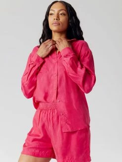 KOMODO Clothing Lule Cupro Vegan Silk Shirt | Fuchsia Pink