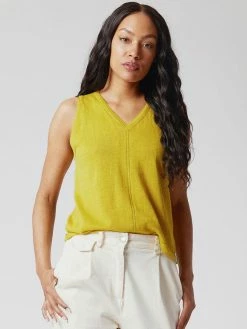 KOMODO Mala Organic Linen Sleeveless Top | Sap Green