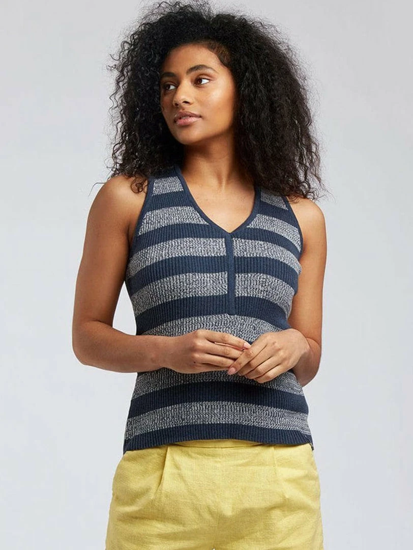 KOMODO Papaya Sleeveless Organic Cotton V-neck Top | Ink 3 KOMODO Papaya Sleeveless Organic Cotton V-neck Top | Ink