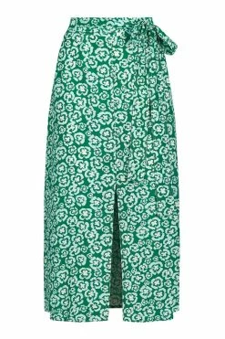 KOMODO Pansy Organic Cotton Skirt | Floral Print Green