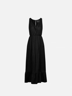 KOMODO Whirlygig Cupro Vegan Silk Maxi Dress | Black Clothing