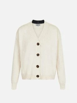 KOMODO Isla Organic Cotton V-Neck Cardigan | White Chalk