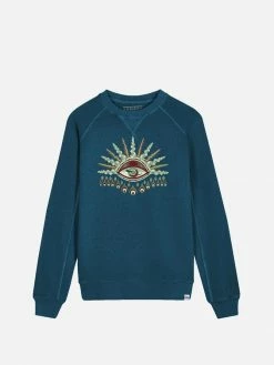 Clothing Komodo's Eye Women's Organic Cotton Crewneck | Teal Blue