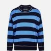 KOMODO Clothing Joni Organic Cotton Striped Jumper | Midnight Blue