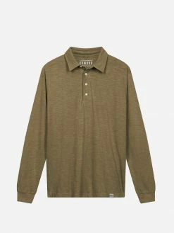 KOMODO Genesis Men's Organic Cotton Long-Sleeve Polo Top | Moss Green