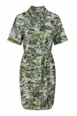 KOMODO Sun Organic Linen Shirt Collar Dress | Bali Green Clothing