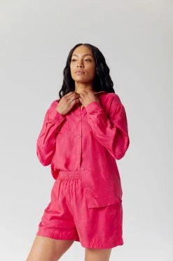 KOMODO Thana Cupro Vegan Silk Shorts | Fuchsia Pink