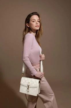 LaBante London Daisy Vegan Leather Shoulder & Crossbody Bag | White Bags