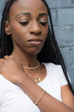 Little By Little Apple Pip 925 Sterling Silver Heavy Chain Bracelet | 24ct Gold Plated Accessories