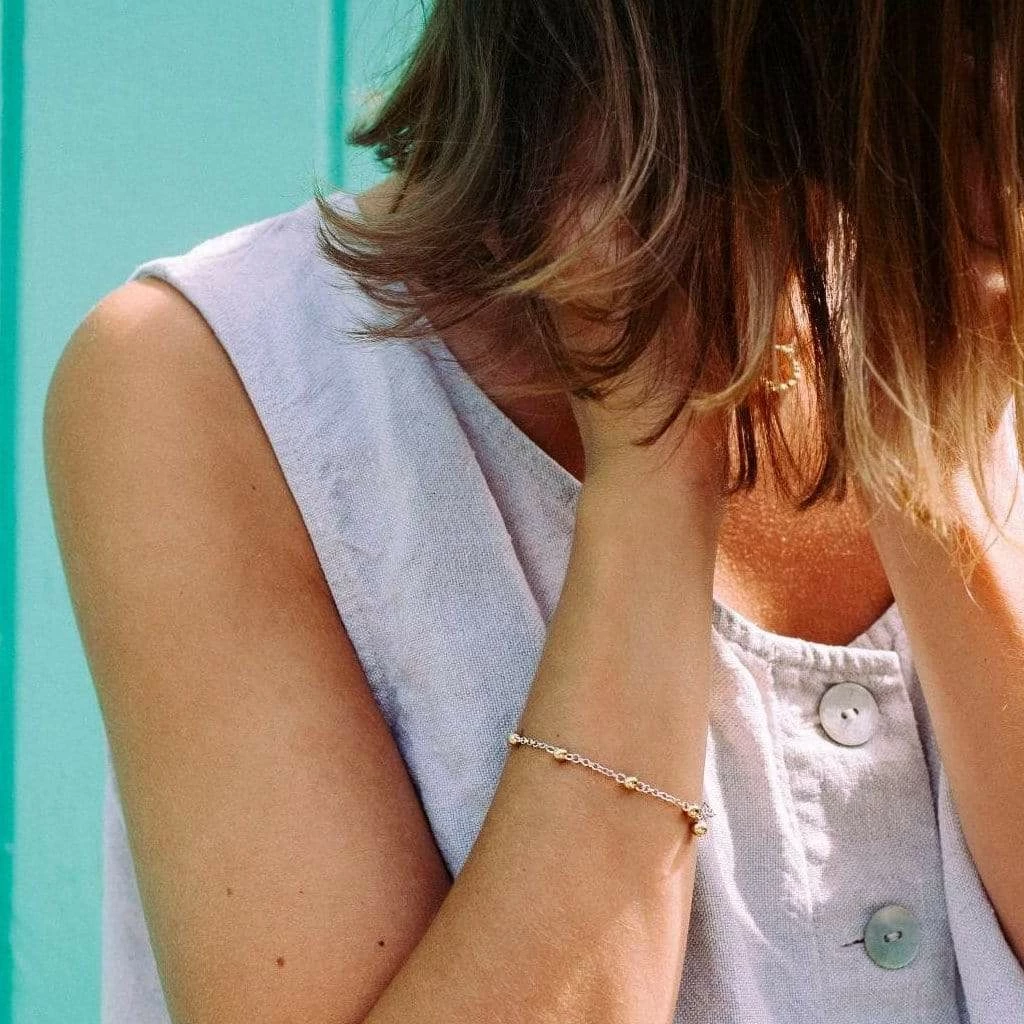 Little By Little Mustard Mixed Metal Chain Bracelet | Silver & 24ct Gold Plating 6 Little By Little Mustard Mixed Metal Chain Bracelet | Silver & 24ct Gold Plating