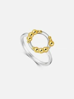 Little By Little Mustard Mixed Metal Halo Ring | Silver & 24ct Gold Plated