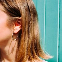 Little By Little Accessories Mustard Mixed Metal Hoop Earrings | Silver & 24ct Gold Plated