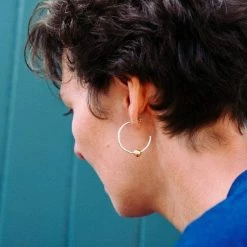 Little By Little Accessories Mustard Mixed Metal Hoop Earrings | Silver & 24ct Gold Plated