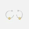 Little By Little Accessories Mustard Mixed Metal Hoop Earrings | Silver & 24ct Gold Plated