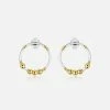 Little By Little Accessories Mustard Mixed Metal Large Matching Earrings | Silver & 24ct Gold Plated 1 Little By Little Accessories Mustard Mixed Metal Large Matching Earrings | Silver & 24ct Gold Plated