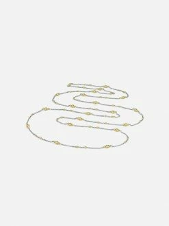 Little By Little Mustard 925 Sterling Silver Long Chain Necklace | Silver & 24ct Gold Plating Accessories