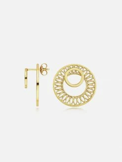 Little By Little Seville 925 Sterling Silver Slice Ear Jacket Earrings | 24ct Gold Plated Accessories