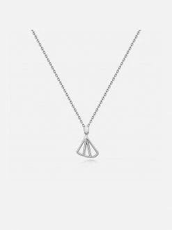 Little By Little Accessories Wedge 925 Sterling Silver Fan Necklace
