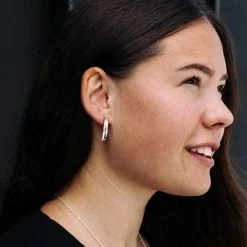 Little By Little Wedge 925 Sterling Silver Split Enamel Earrings | 24ct Gold Plated