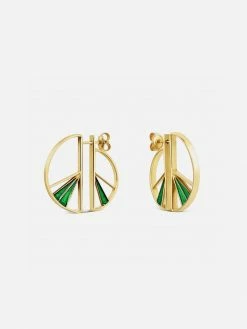 Little By Little Wedge 925 Sterling Silver Split Enamel Earrings | 24ct Gold Plated