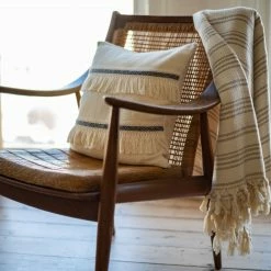 Lüks Linen Homeware Bohem Cotton Vegan Cushion Cover | Ecru & Navy 7 Lüks Linen Homeware Bohem Cotton Vegan Cushion Cover | Ecru & Navy