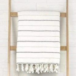 Lüks Linen Dot & Dash Vegan Blanket | Navy & Salt Homeware 8 Lüks Linen Dot & Dash Vegan Blanket | Navy & Salt Homeware