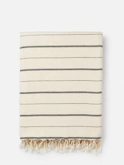 Lüks Linen Dot & Dash Vegan Blanket | Navy & Salt Homeware