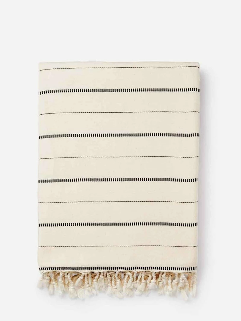 Lüks Linen Dot & Dash Vegan Blanket | Navy & Salt Homeware 3 Lüks Linen Dot & Dash Vegan Blanket | Navy & Salt Homeware