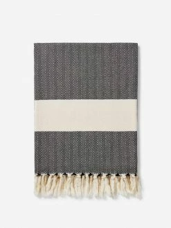 Lüks Linen Homeware Ferah Herringbone Cotton Vegan Blanket | Multiple Colours