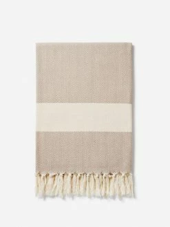 Lüks Linen Homeware Ferah Herringbone Cotton Vegan Blanket | Multiple Colours