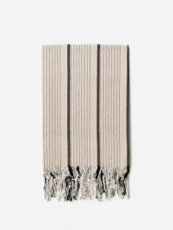 Lüks Linen Kirsal Striped Cotton Peshtemal | Oat & Coal