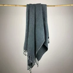 Lüks Linen Women's Vegan Gifts Under £50 Rulo Waffle Vegan Peshtemal | Marine Blue