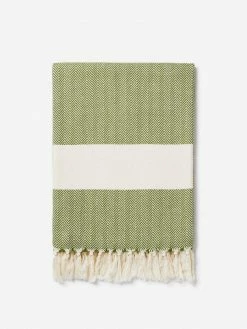 Lüks Linen Homeware Ferah Herringbone Cotton Vegan Blanket | Multiple Colours