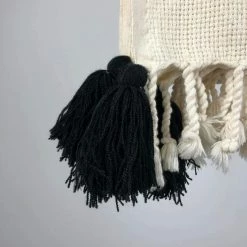 Lüks Linen Homeware Pom Pom Cotton Weave Vegan Blanket | Cream