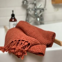 Lüks Linen Homeware Rulo Cotton Waffle Vegan Peshtemal | Umber