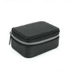 LUXTRA Bestsellers Apple Leather Vegan Zipped Jewellery Box | Black