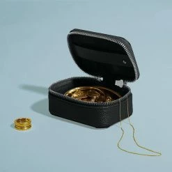 LUXTRA Bestsellers Apple Leather Vegan Zipped Jewellery Box | Black