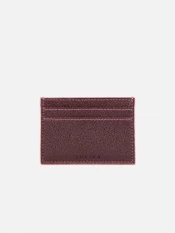 LUXTRA Accessories Colvin Apple Leather Vegan Card Holder | Burgundy & Pink