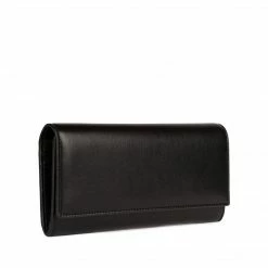 LUXTRA Esther Smooth Apple Leather Vegan Continental Wallet | Black Evening Bags