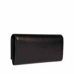 LUXTRA Esther Smooth Apple Leather Vegan Continental Wallet | Black Evening Bags