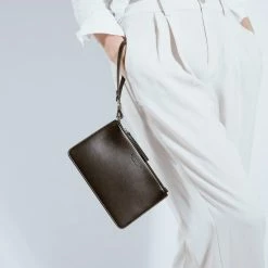 LUXTRA Clutch Bags Junko Smooth Apple Leather Vegan Pouch | Black