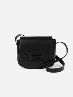 LUXTRA Vida Apple Leather Vegan Saddle Bag | Black Bags