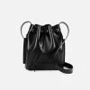 LUXTRA Daphne Apple Leather Vegan Bucket Bag | Black Bags