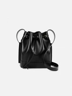 LUXTRA Daphne Apple Leather Vegan Bucket Bag | Black Bags