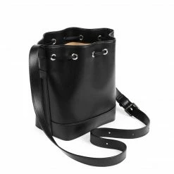 LUXTRA Daphne Apple Leather Vegan Bucket Bag | Black Bags