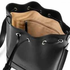 LUXTRA Daphne Apple Leather Vegan Bucket Bag | Black Bags