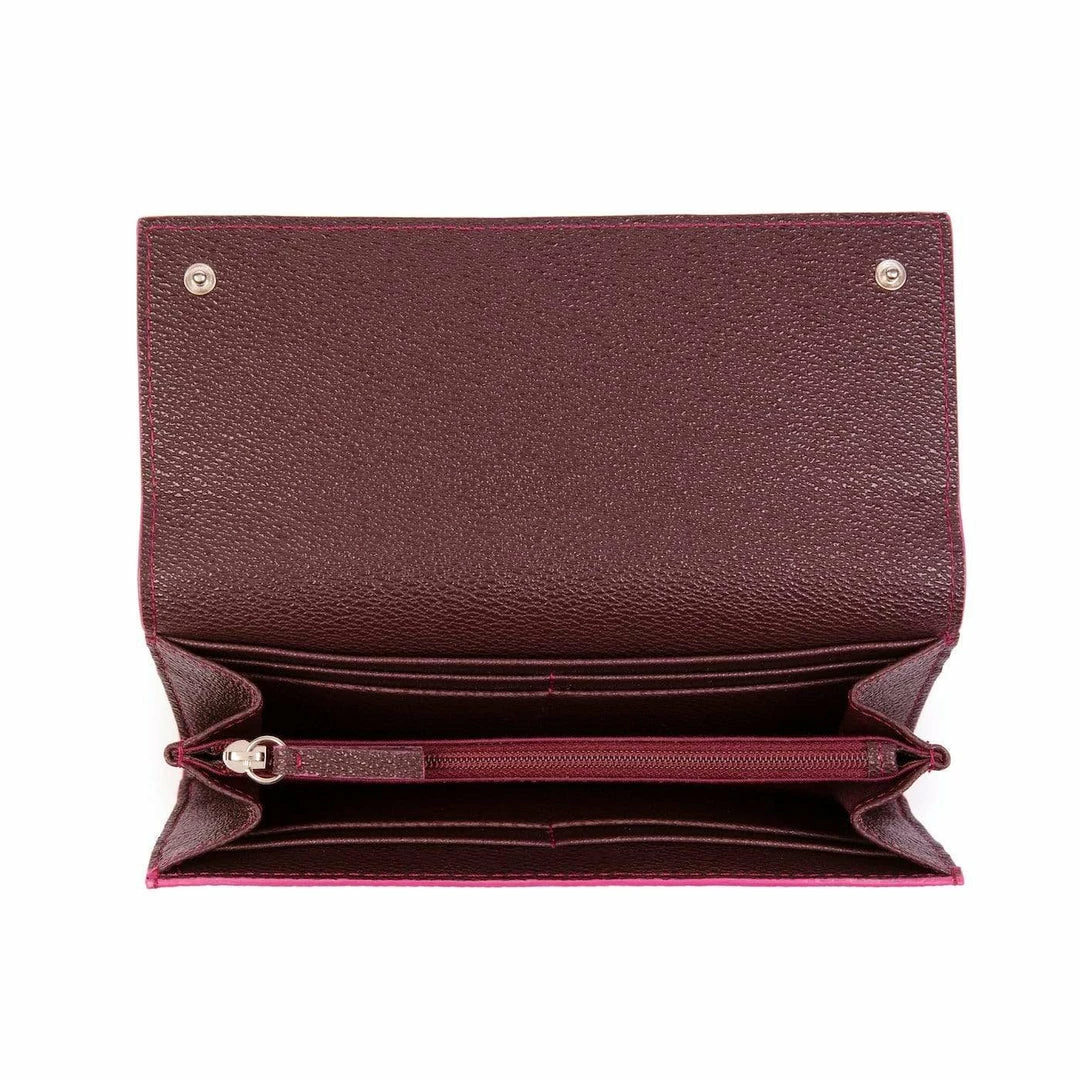 LUXTRA Evening Bags Esther Apple Leather Vegan Continental Wallet | Burgundy & Magenta 6 LUXTRA Evening Bags Esther Apple Leather Vegan Continental Wallet | Burgundy & Magenta