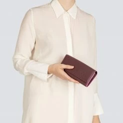 LUXTRA Evening Bags Esther Apple Leather Vegan Continental Wallet | Burgundy & Magenta